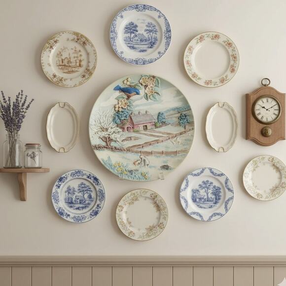 Byron Molds 3D Ceramic Wall Hanging Plate – Vintage 1980 Cottagecore Farm Scene - Picture 2 of 10